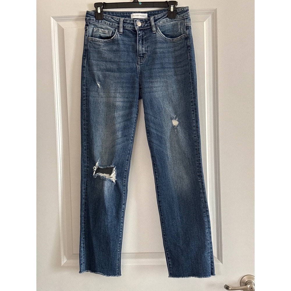 Flying Monkey Distressed Straight Leg Jeans Blue Medium Wash Size 27